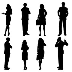 Silhouette collection of some fashionable people in various pose.