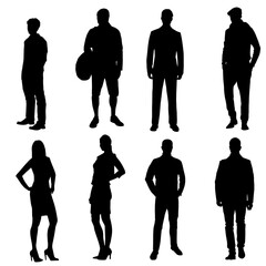 Silhouette collection of some fashionable people in various pose.