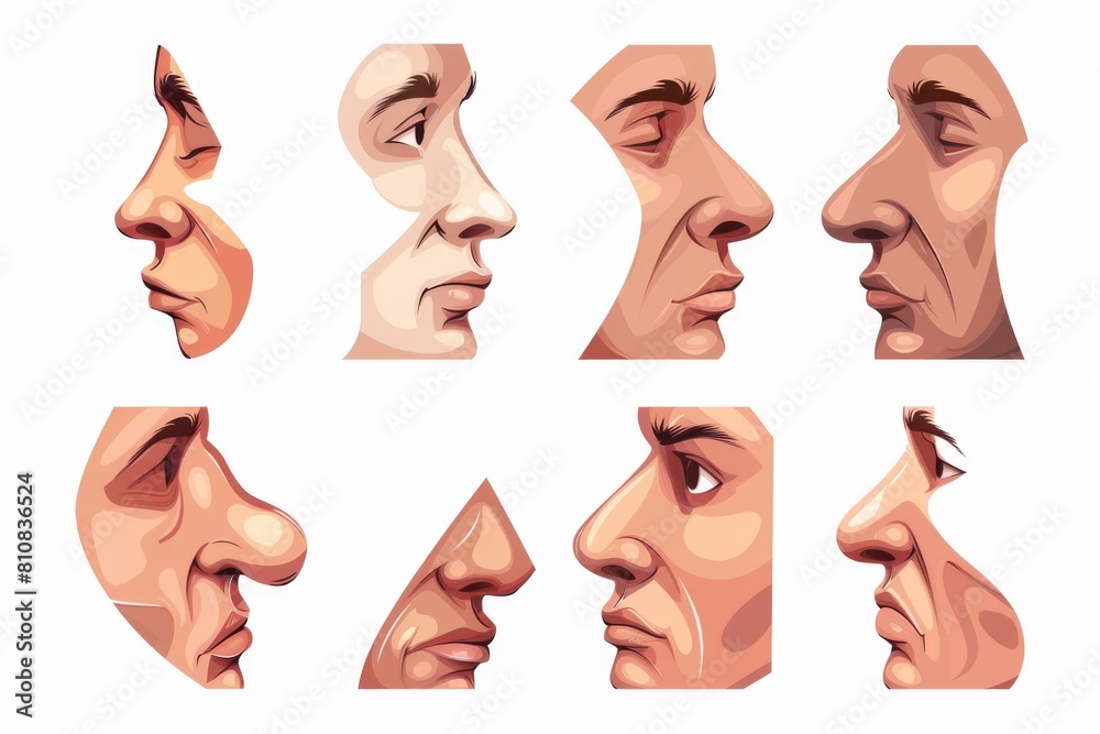 Poster A series of different facial expressions of a man. Suitable for a variety of design projects