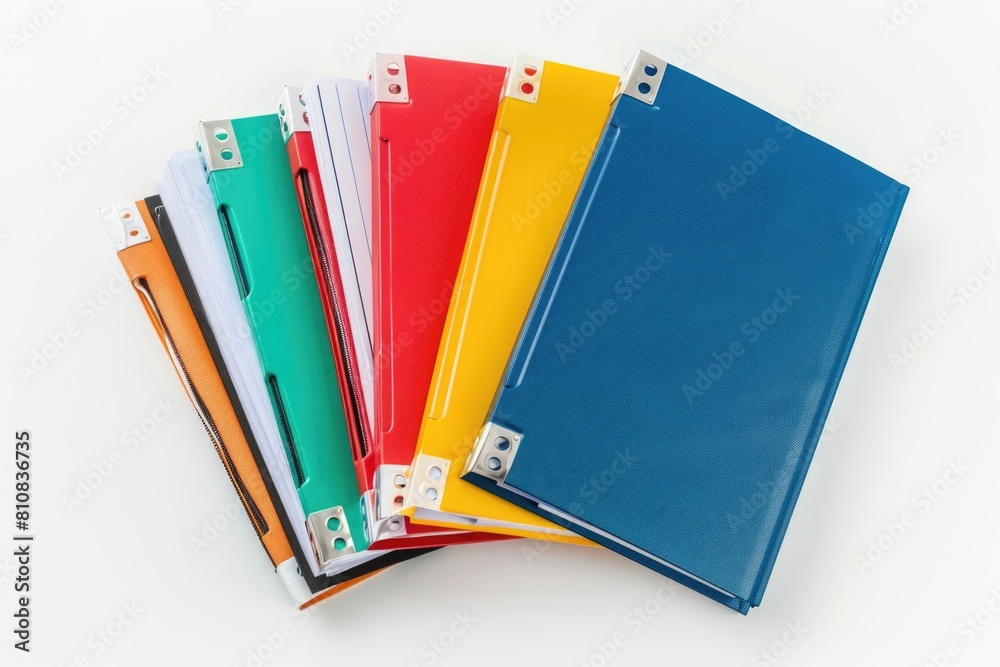 Poster A pile of folders stacked on top of each other. Suitable for office and organization concepts
