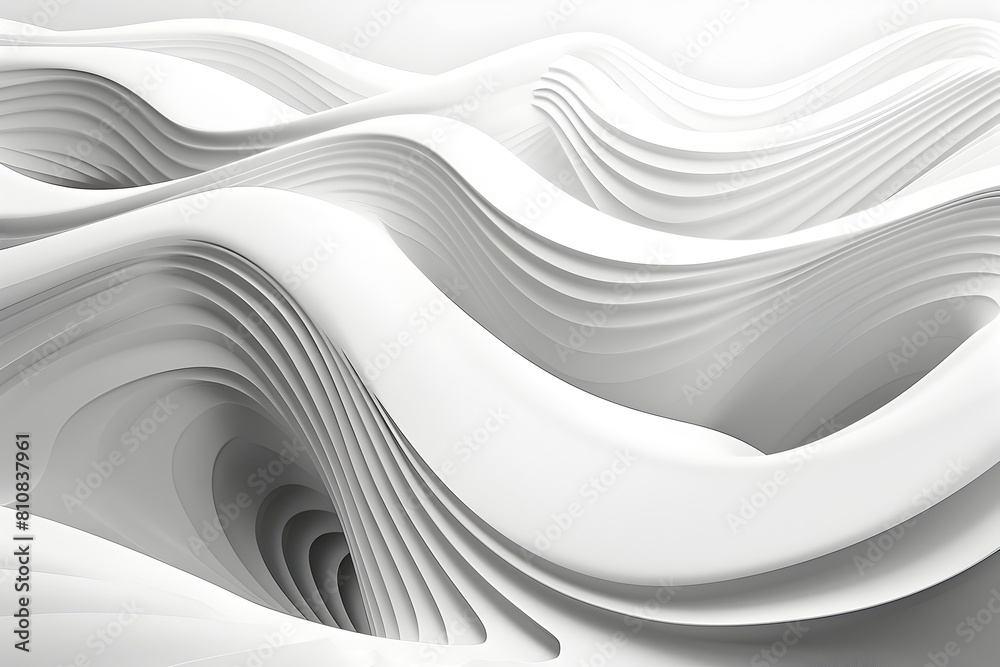 Aufkleber 3d render of an abstract white background with curved lines in the style of a futuristic and minimal