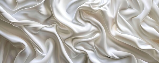 Obraz premium White Fabric Wallpaper with Ripples. Luxury Surface Texture.