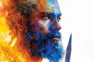 Colorful Warrior with Dagger: DnD Style Full Body Portrait Illustration