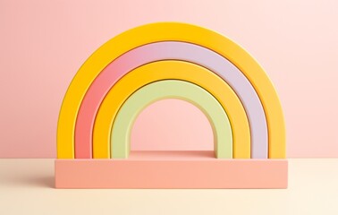 3d rendering of a rainbow in pastel colors