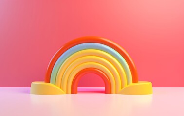 3d rendering of a rainbow in pastel colors