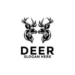 Deer Logo Designs Inspirations, Elegant Deer Antlers Vector Logo Design