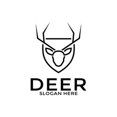 Deer Logo Designs Inspirations, Elegant Deer Antlers Vector Logo Design