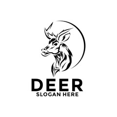 Deer Logo Designs Inspirations, Elegant Deer Antlers Vector Logo Design