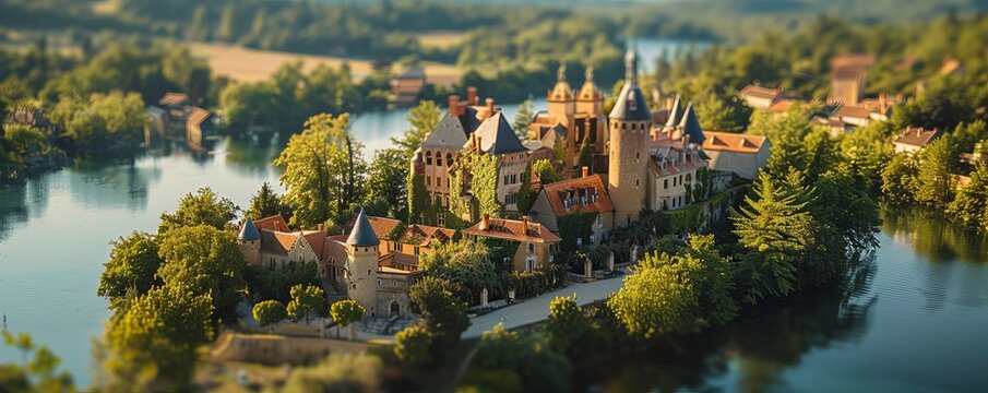 Aerial view close up of Chateau Saint-Hilaire, Curemonte, France.