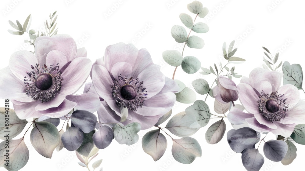 Poster Close up of colorful flowers on a plain white background. Suitable for various design projects