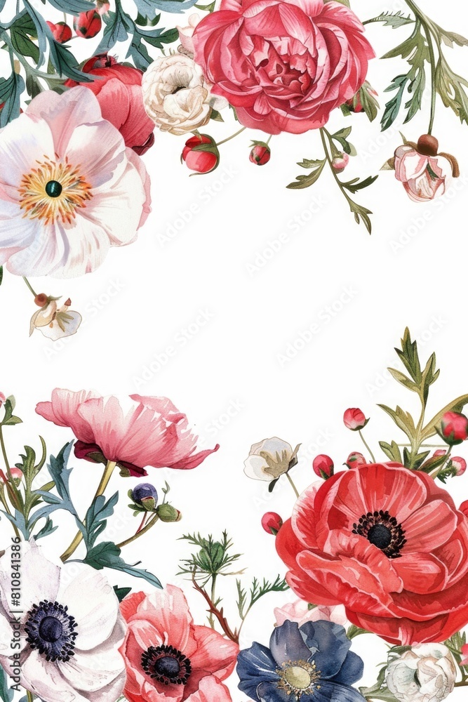 Poster A vibrant display of flowers on a clean white backdrop. Perfect for various design projects