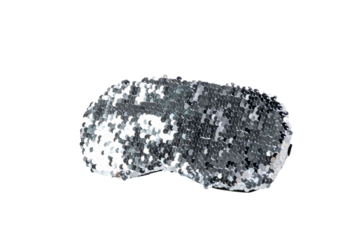 PNG, Silver sleep mask with sequins, isolated on white background