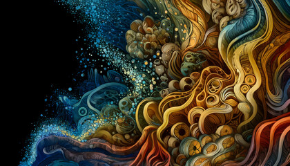 Artistic Interpretation of Cellular Structures Under Microscope

