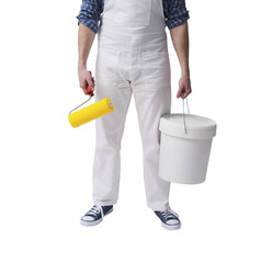 Professional painter standing and holding work tools © stokkete