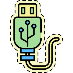 USB Cable Connector Sticker Style