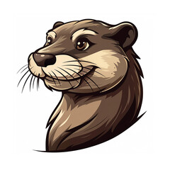 Cute otter vector mascot logo design illustration white background head