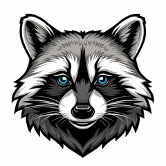 Cute raccoon vector mascot logo design illustration white background head