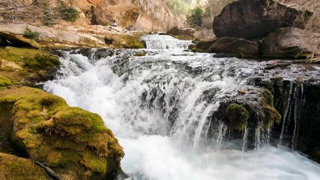 Unveiling the Natural Wonder of Pitarque River's Source in Fortanete, Teruel: A 4K Visual Journey Through its Breathtaking Waterfalls and Majestic Surrounding Canyon
