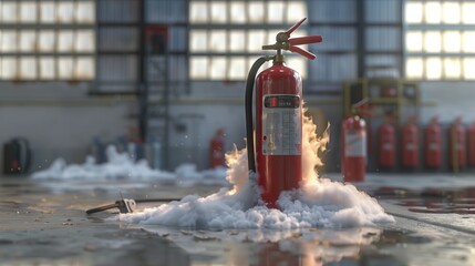 Red Fire Extinguisher on the Ground
