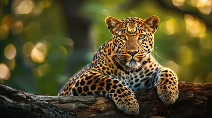 Obraz premium A Roaming Leopard in the Enchanting Forest. Generative AI