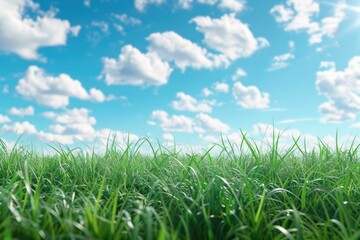A peaceful scene of a grass field with a clear blue sky in the background. Suitable for various nature and outdoor themes