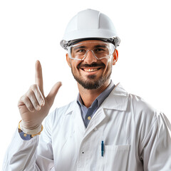 Photo of happy Chemical engineer, Isolated on white background