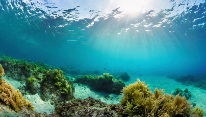 Fototapeta premium 光が差しこむ海中写真 