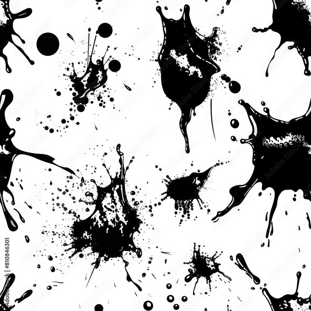 Poster black ink splatters on a white background. perfect for design projects