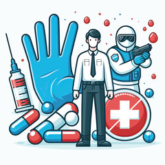 set of medical  and drugs and anti drugs day  icons 