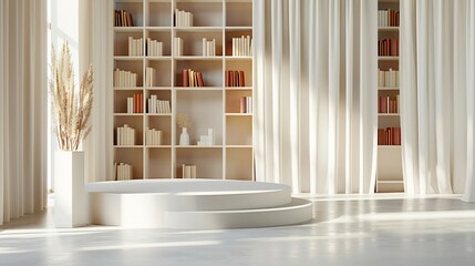 podium with books