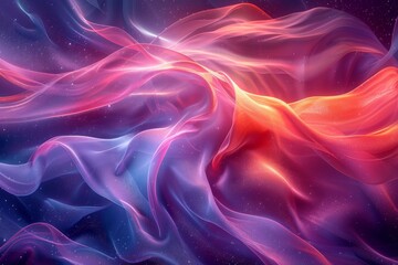 Obraz premium Abstract art with colorful silky waves on a cosmic background, suggesting flowing energy or fabric in space