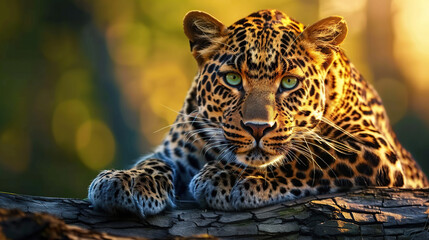 Obraz premium A Roaming Leopard in the Enchanting Forest. Generative AI