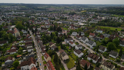Fly over a Bavarian old city center called Pfaffenhofen