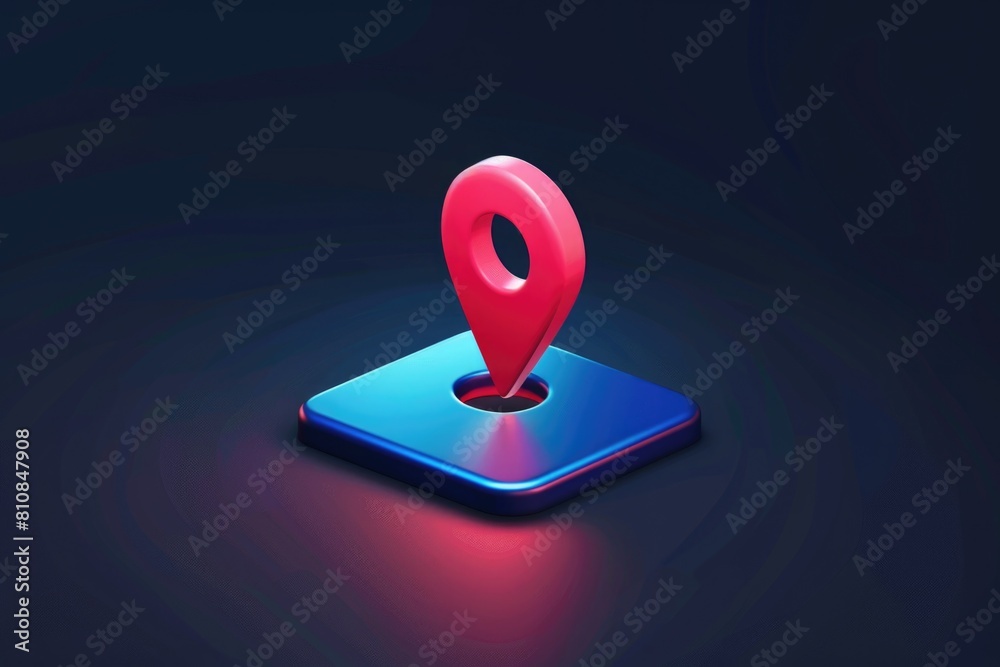 Poster A phone with a red pin, suitable for location-based apps
