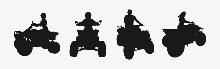 set of silhouettes of quad bike, atv. isolated on white background. graphic vector illustration. © Irkhamsterstock