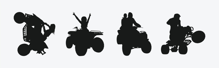 set of silhouettes of quad bike, atv. isolated on white background. graphic vector illustration. © Irkhamsterstock