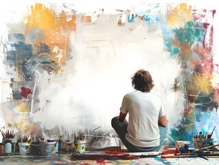 Reto de artista frente a lienzo en blanco