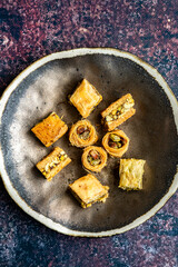 Selection of Middle Eastern baklava pastries