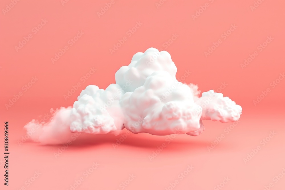 Poster a cloud floating in the air on a pink background. ideal for dreamy and whimsical designs