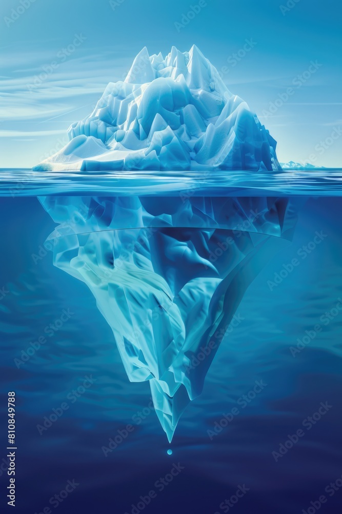 Poster a massive iceberg floating in the ocean, suitable for environmental themes