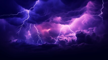 Dramatic Snapshot of Intense Lightning Bolts Illuminating Thunderstorm Clouds at Night