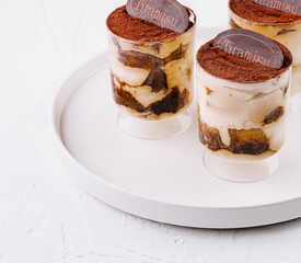 Tiramisu dessert trio in glass cups
