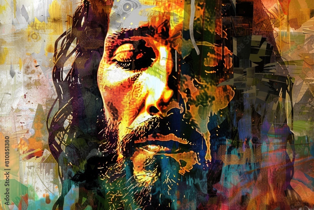 Poster A painting of a man with a beard. Suitable for various projects and designs