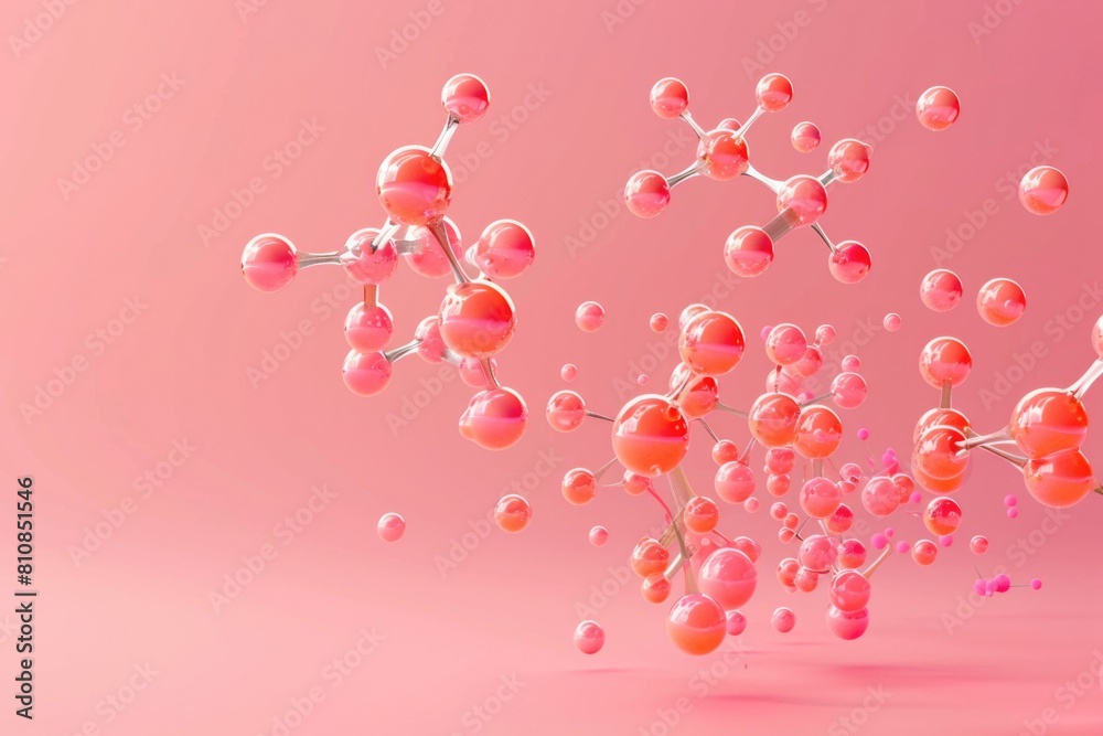 Poster A bunch of pink and white balls floating in the air. Suitable for various design projects