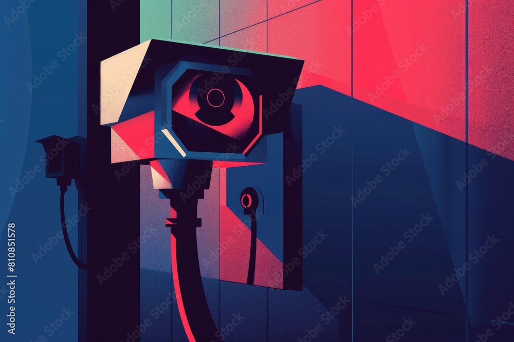 Poster surveillance camera mounted on building. use for security concept