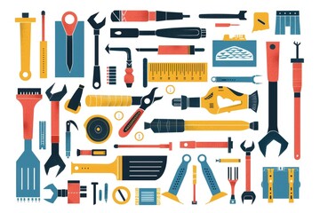 Fototapeta premium Various tools arranged in a circular pattern, ideal for industrial or construction concepts