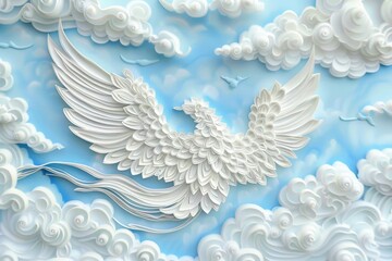 Fototapeta premium Paper cutout of a bird flying in the sky, suitable for various creative projects