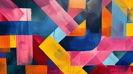 Fototapeta premium A vibrant abstract painting with bold, geometric shapes