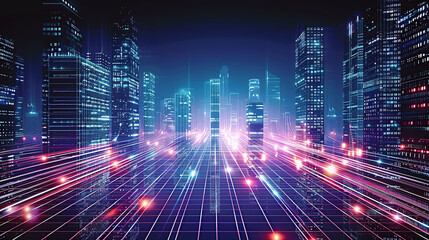 Abstract ethereal light enhances the futuristic vibe of the high-tech theme.