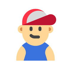 Editable person wearing tanktop, baseball cap avatar vector icon. User, profile, identity, persona. Part of a big icon set family. Perfect for web and app interfaces, presentations, infographics, etc